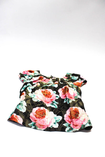 Leifsdottir Women's Short Sleeve Floral Tops Pink Black Size 10 12 Lot 2