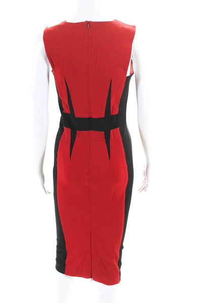 Sport Max Women's Sleeveless Knee Length Sheath Dress Red Black Size 8