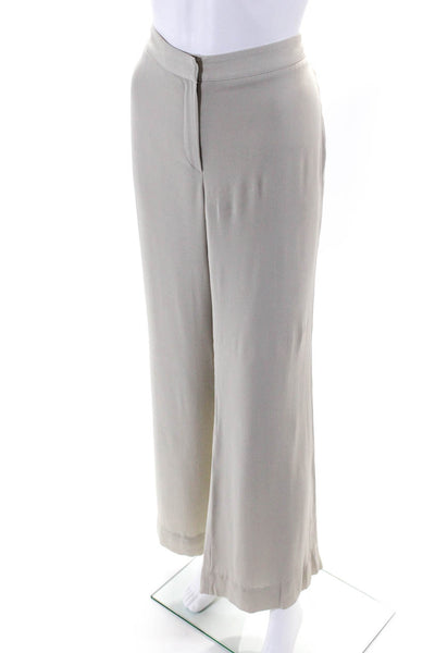 Emporio Armani Women's Flat Front Wide Leg Trousers Beige Size 14