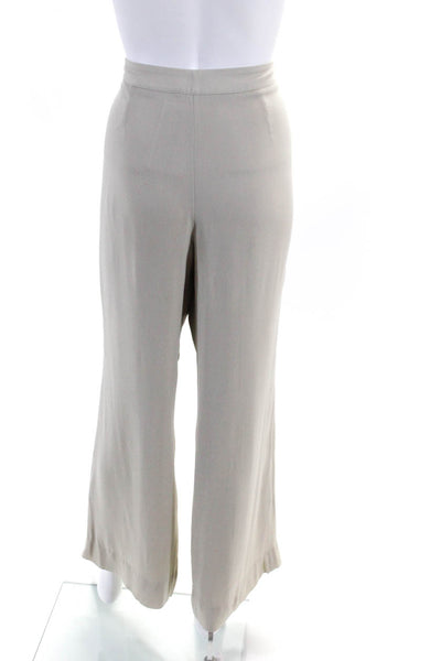 Emporio Armani Women's Flat Front Wide Leg Trousers Beige Size 14