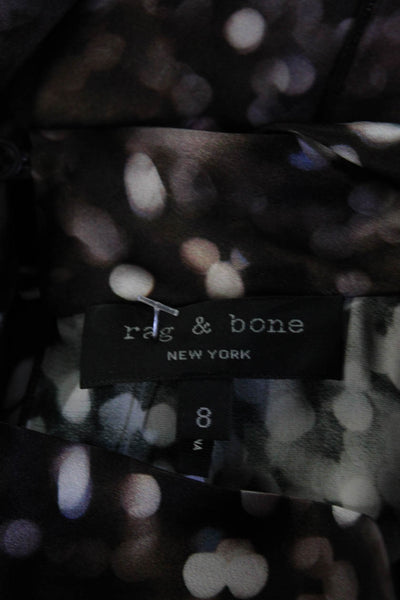Rag & Bone Women's Collar Key Hole Long Sleeves Silk Blouse Brown Size 8