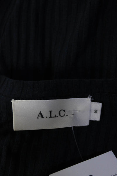 ALC Women's V-Neck Short Sleeves Asymmetrical Maxi Dress Navy Blue Size S