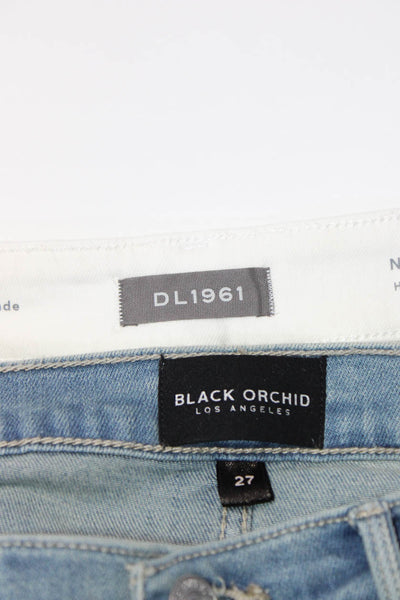 DL 1961 Black Orchid Womens High Rise Skinny Jeans White Blue Size 26 27 Lot 2
