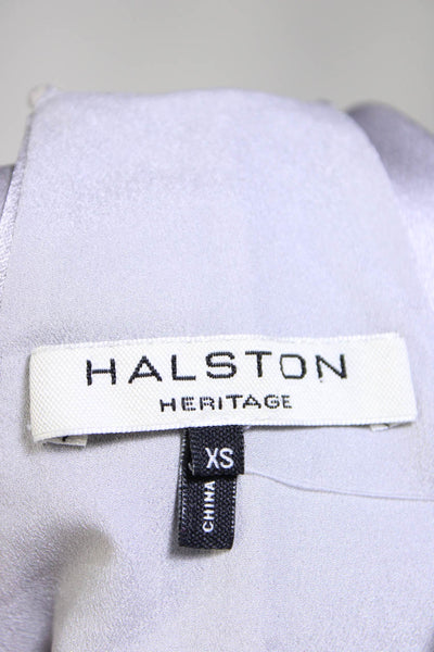 Halston Womens Woven V-Neck Sleeveless Mini Shift Dress Silver Size XS