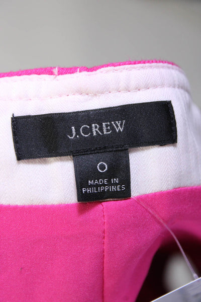 J Crew Womens Linen High Waist Buttoned Knee Length Straight Skirt Pink Size 0