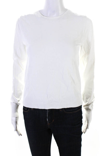 Vince Women's Round Neck Long Sleeves Blouse White Size L
