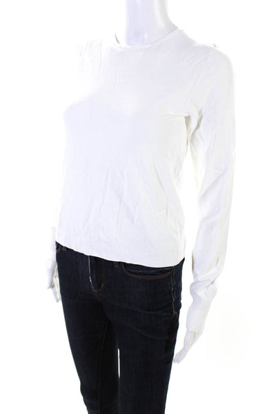 Vince Women's Round Neck Long Sleeves Blouse White Size L