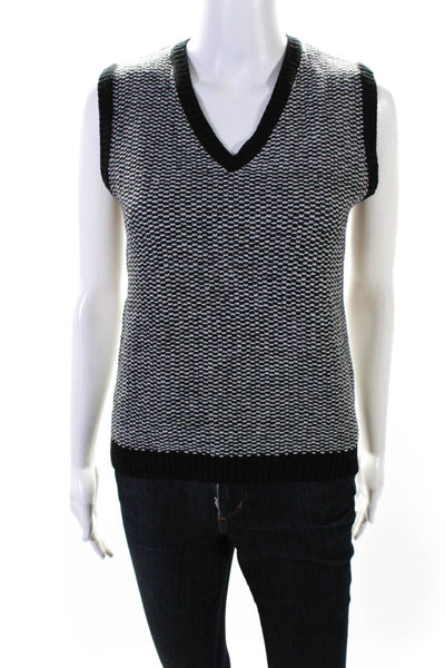 Jil Sander Women's V-Neck Sleeveless Sweater Vest Black Size S