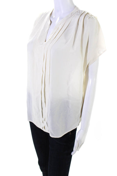 Joie Womens Silk Pleated V-Neck Sleeveless Pullover Blouse Top Cream Size XS