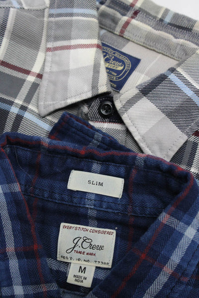 J Crew Mens Cotton Plaid Collared Slim Fit Button Up Shirt Blue Size M S Lot 2