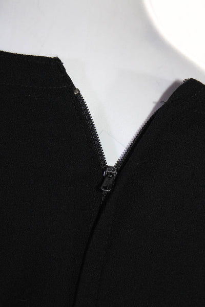 Adele Simpson Women's Wool Square Neck Embellished Shift Midi Dress Black Size 8