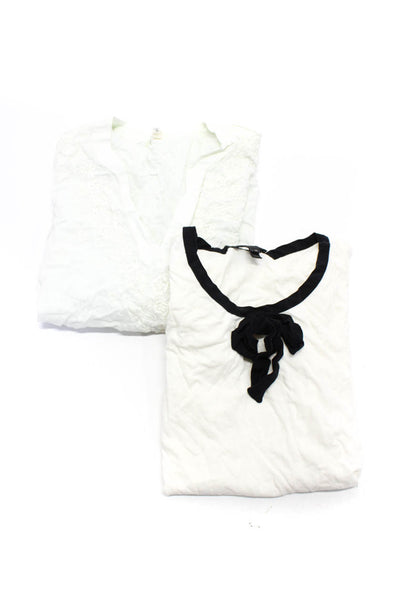 J Crew Soft Joie Womens Short Sleeved Bow Accent Tops White Mint Size XS Lot 2