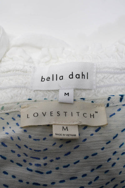 Bella Dahl Women's Smocked V-Neck Long Sleeves Blouse White Size M Lot 2