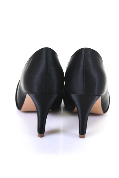 Erijunor Womens Satin Jeweled Peep Toe Pumps Black Size 8