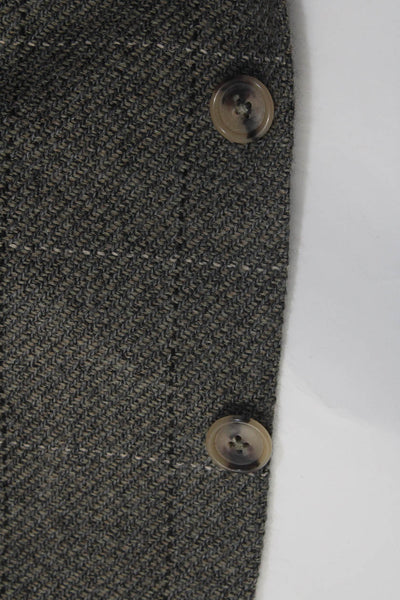 Ermenegildo Zegna Mens Plaid Two Button Blazer Gray Wool Size EUR 52 Long