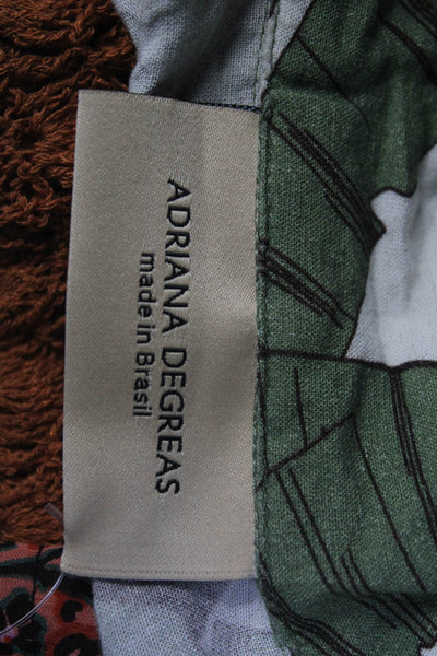 Adriana Degreas Womens Leaf Print V Neck Tied Waist Romper Green White Size P/S