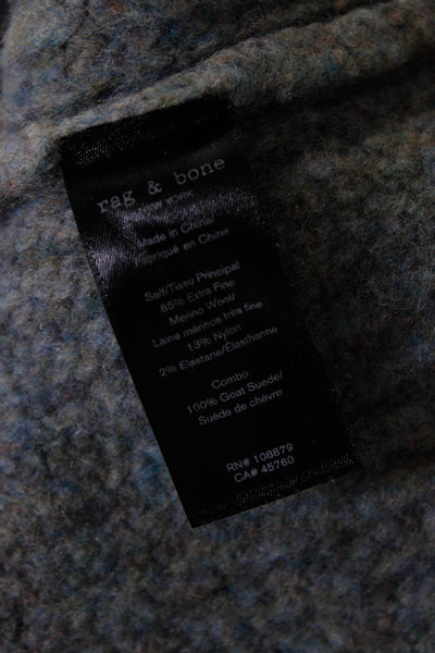 Rag & Bone Womens Merino Wool Split Hem High-Low Crewneck Sweater Blue Size XS