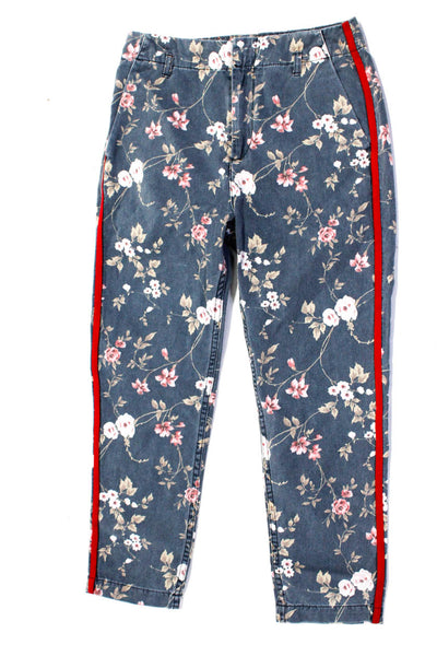 Sundry Womens Cotton Denim Floral Print Straight Leg Jeans Multicolor Size 24