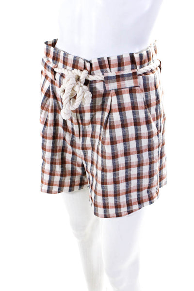 Veronica Beard Women's Paper Bag Waist Robe Belt Plaid Short Size 4