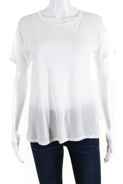 Reformation Womens Round Neck Short Sleeve Basic T-Shirt Top White Size M