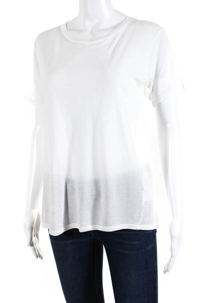 Reformation Womens Round Neck Short Sleeve Basic T-Shirt Top White Size M