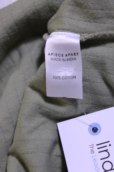 Apiece Apart Womens Puffy Sleeves Sweatshirt Green Cotton Size Small