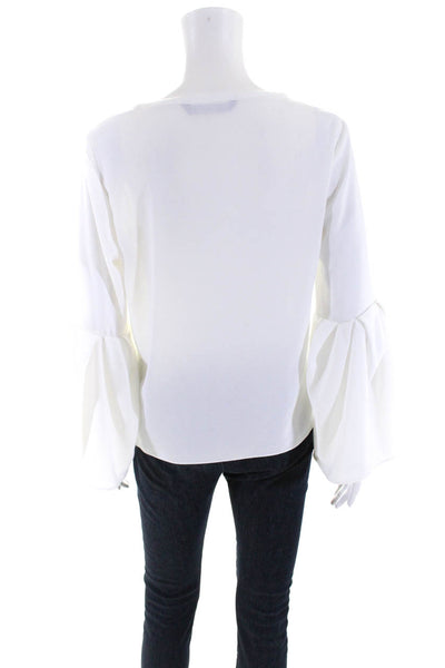 Zara Woman Womens Long Bell Sleeves Blouse Porcelain White Size Extra Small