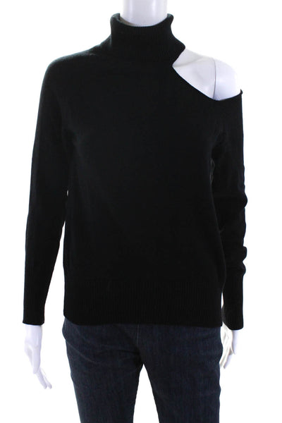 Acrobat Womens Cut Out Shoulder Turtleneck Sweater Black Cotton Size Small