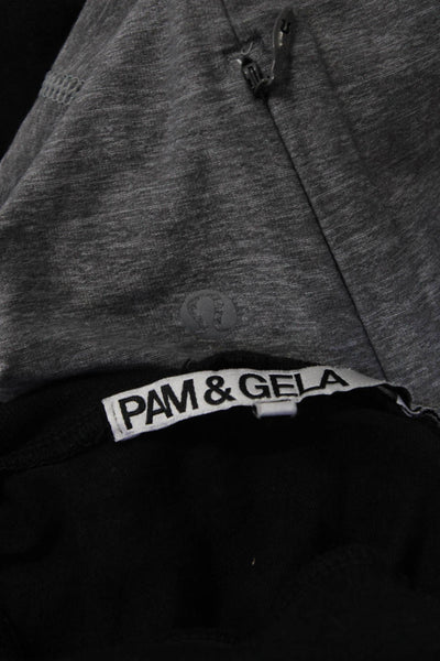 Pam & Gela Lululemon Womens Turtleneck V Neck Shirts Black Grey Size Small Lot 2