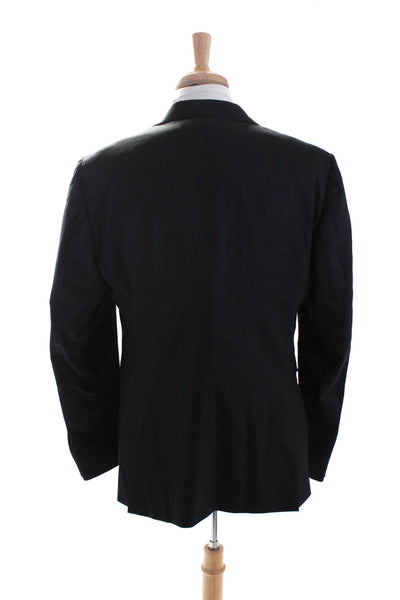 Pal Zileri Mens Textured Buttoned Collared Long Sleeve Blazer Black Size EUR54