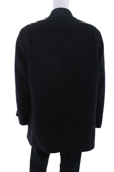 Stefano Capldi Mens Wool Buttoned Collared Long Sleeve Coat Navy Size EUR60