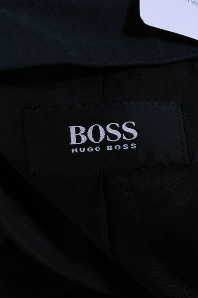 Boss Hugo Boss Mens Cotton Buttoned Long Sleeve Collared Coat Navy Size EUR44