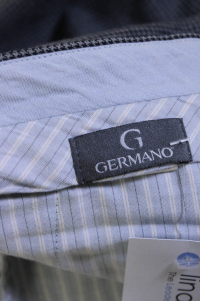 Germano Mens Cotton Houndstooth Buttoned Flat Front Pants Gray Size EUR38