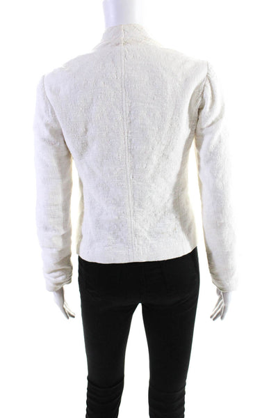 Vince Womens Textured Woven Zip Up Long Sleeve Jacket Ivory Size XXS