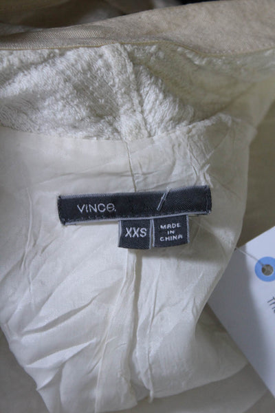 Vince Womens Textured Woven Zip Up Long Sleeve Jacket Ivory Size XXS