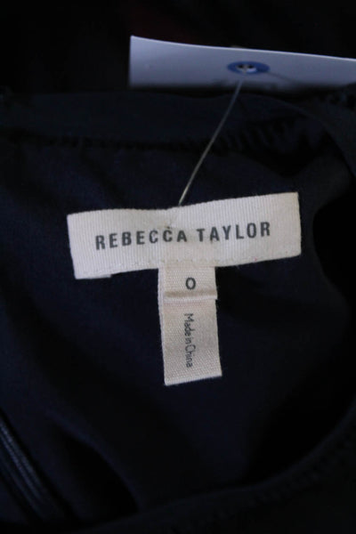 Rebecca Taylor Womens Textured Woven Ruffled Drop Waist Dress Navy Size 0