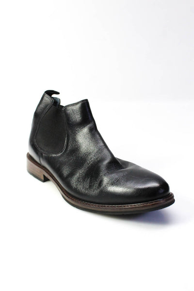 Johnston & Murphy Mens Almond Toe Flat Leather Chelsea Ankle Boots Black Size 12