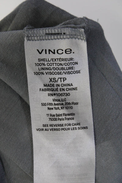 Vince Women's Cotton Short Sleeve Tie Front T-shirt Dress Gray Size XS