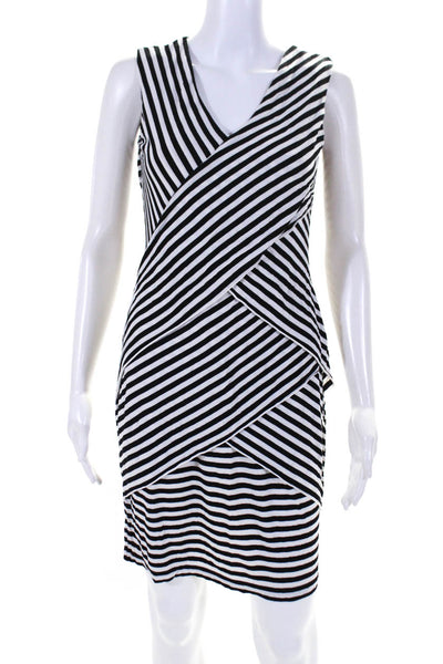 Calvin Klein Women's Jersey Knit Striped V-Neck Bodycon Dress Black/White Size 2