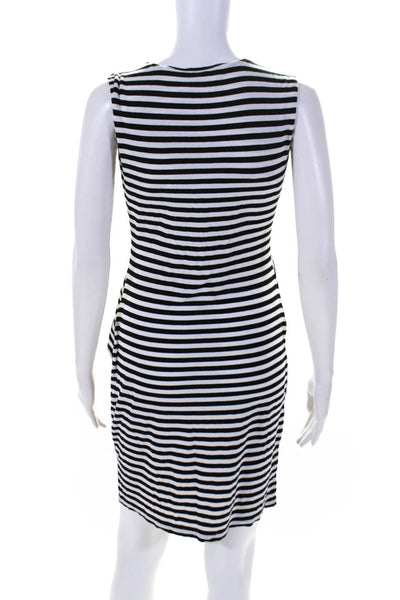 Calvin Klein Women's Jersey Knit Striped V-Neck Bodycon Dress Black/White Size 2