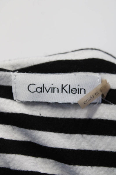 Calvin Klein Women's Jersey Knit Striped V-Neck Bodycon Dress Black/White Size 2