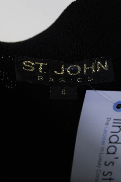 St. John Basics Womens Elastic Waist Santana Knit Maxi Pencil Skirt Black Size 4