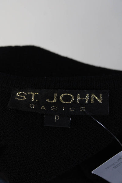 St. John Basics Womens Scoop Neck Santana Knit Shell Tank Top Black Size Petite
