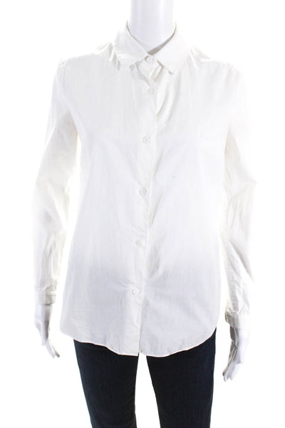 Carven Womens Cotton Buttoned-Up Long Sleeve Collared Tops White Size EUR38