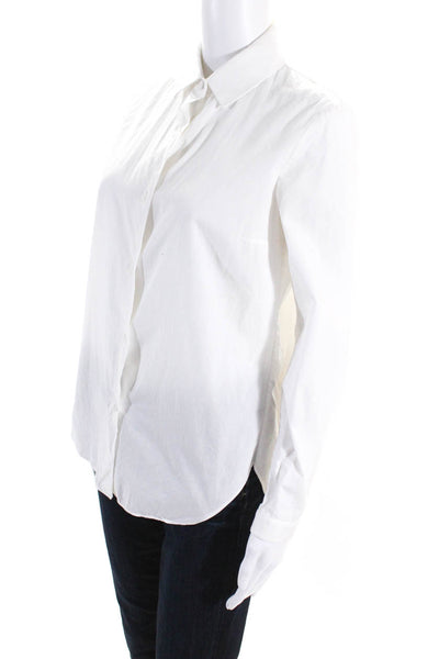 Carven Womens Cotton Buttoned-Up Long Sleeve Collared Tops White Size EUR38