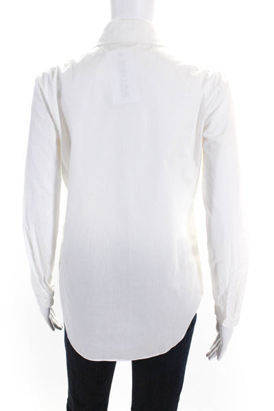 Carven Womens Cotton Buttoned-Up Long Sleeve Collared Tops White Size EUR38