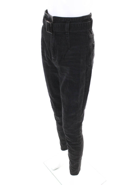 Reformation Womens Black Cotton Skinny Belted High Rise Jeans Black Size EUR25