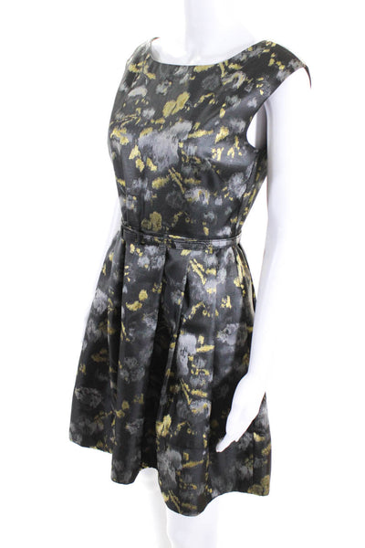Eliza J Women's Sleeveless Printed A Line Belted Cocktail Dress Gray Size 6P