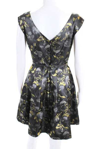 Eliza J Women's Sleeveless Printed A Line Belted Cocktail Dress Gray Size 6P