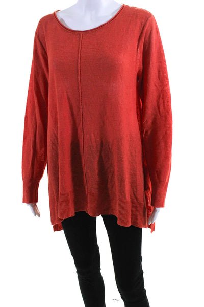 Donna Karan New York Womens Crew Neck Pullover Sweater Orange Size Medium